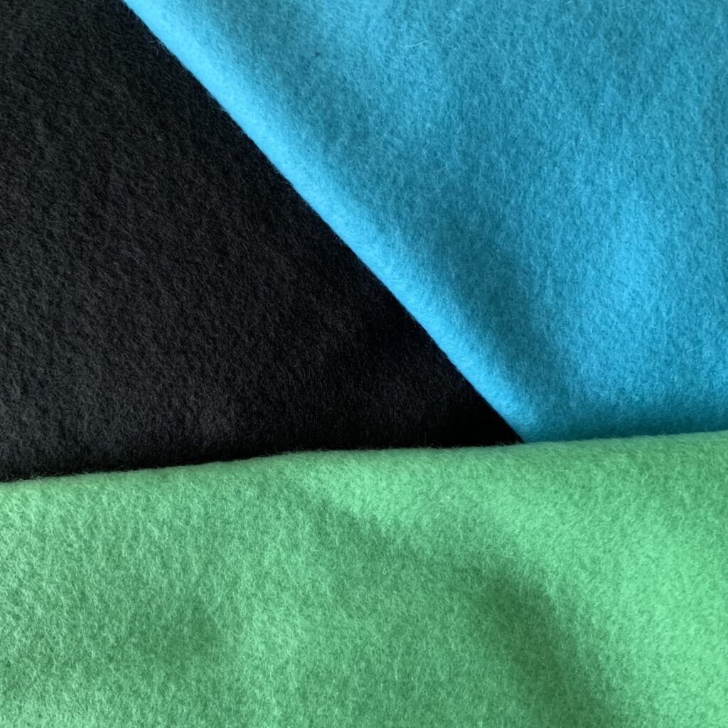 The image shows a closeup of fleece fabric
